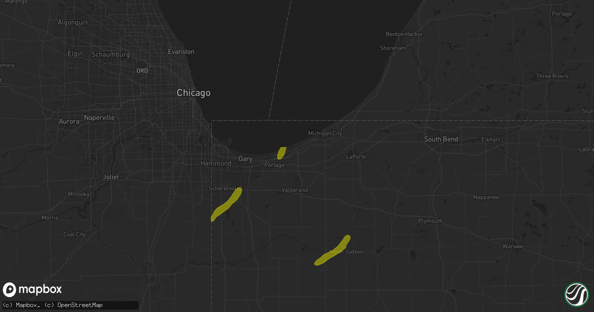 Hail map in Chesterton, IN on October 12, 2020