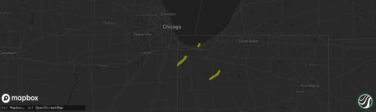 Hail map in Merrillville, IN on October 12, 2020