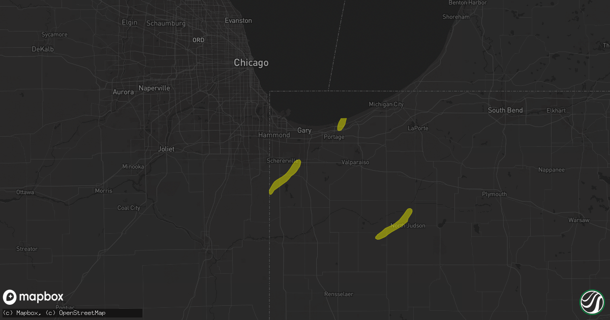 Hail map in Merrillville, IN on October 12, 2020