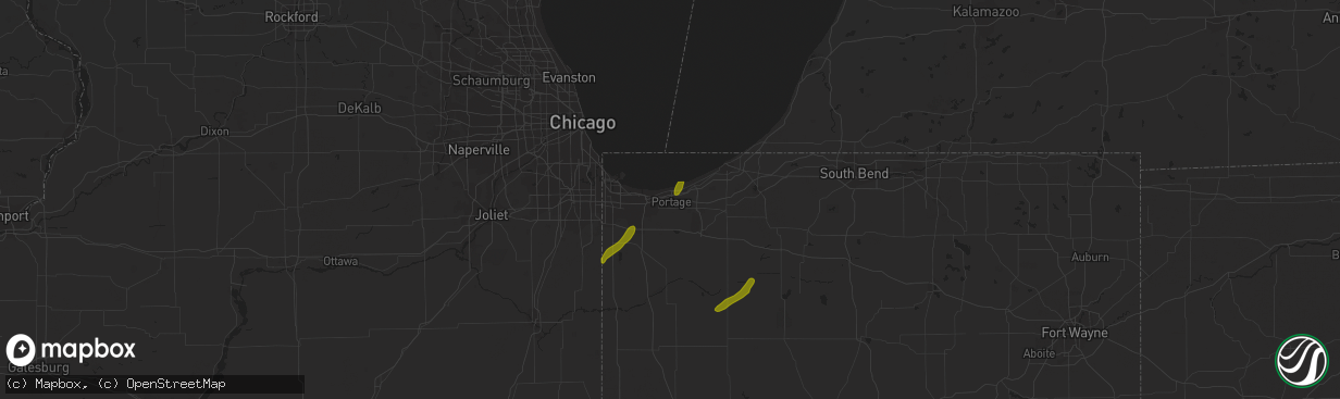 Hail map in Portage, IN on October 12, 2020