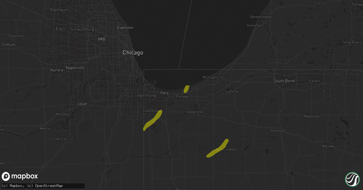 Hail map in Portage, IN on October 12, 2020