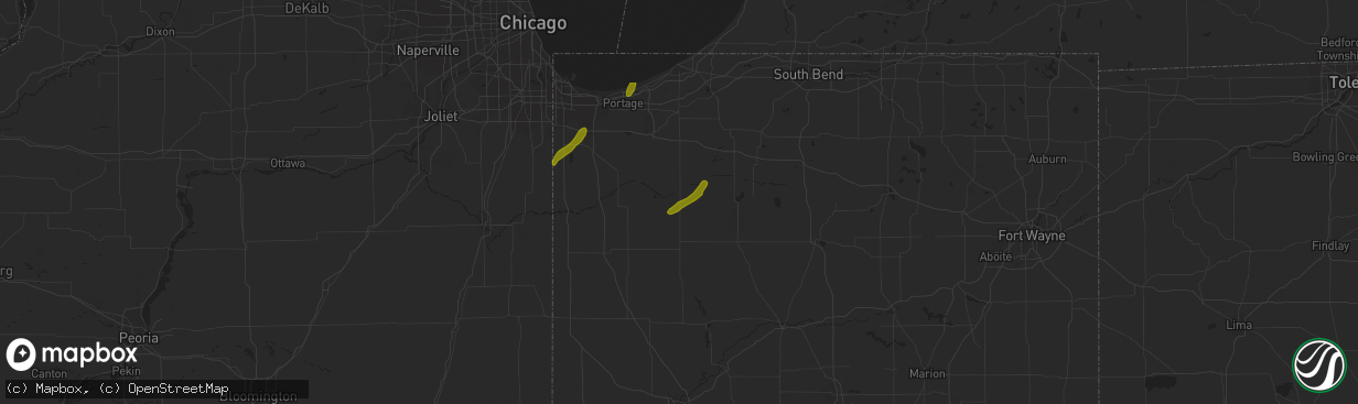 Hail map in San Pierre, IN on October 12, 2020