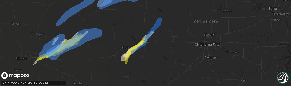 Hail map in Clinton, OK on October 12, 2021