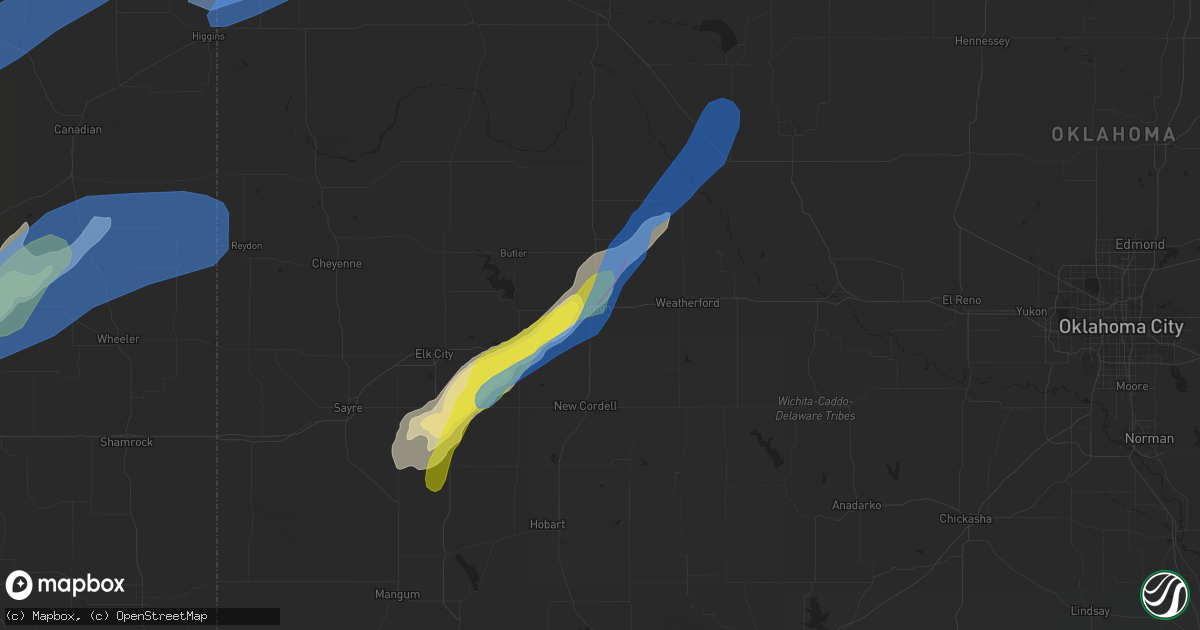 Hail map in Clinton, OK on October 12, 2021