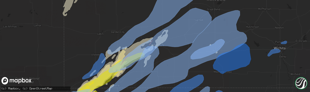 Hail map in Dodge City, KS on October 12, 2021