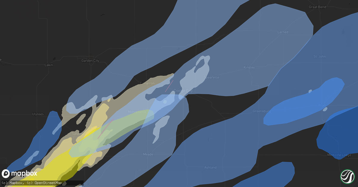 Hail map in Dodge City, KS on October 12, 2021