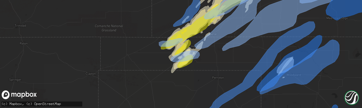 Hail map in Guymon, OK on October 12, 2021