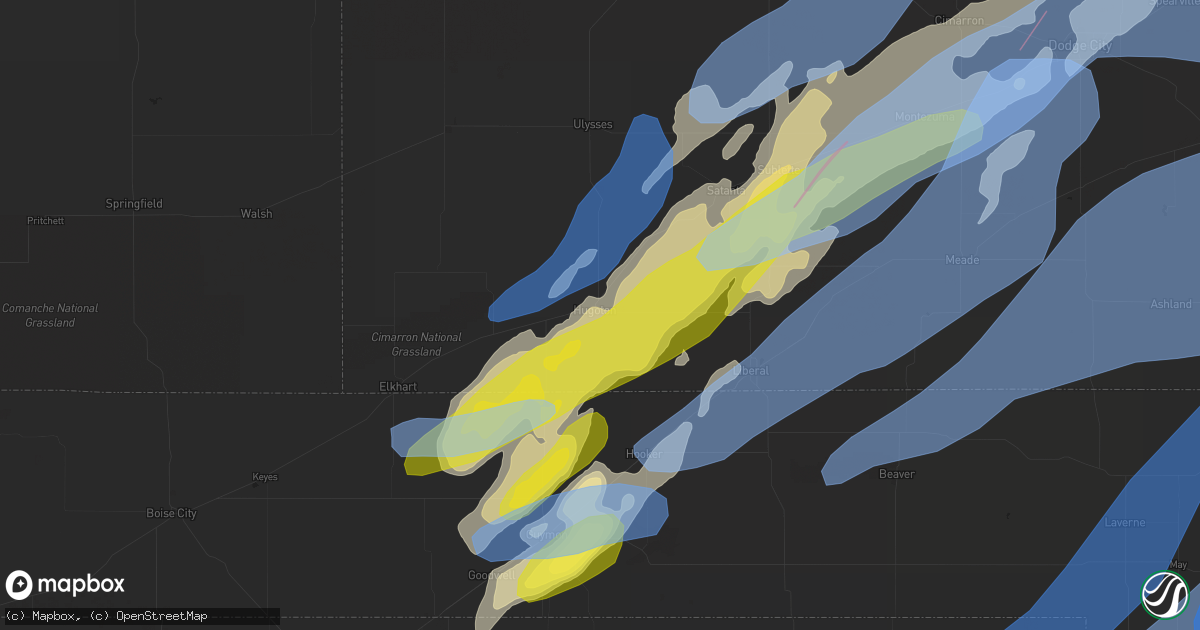 Hail map in Hugoton, KS on October 12, 2021