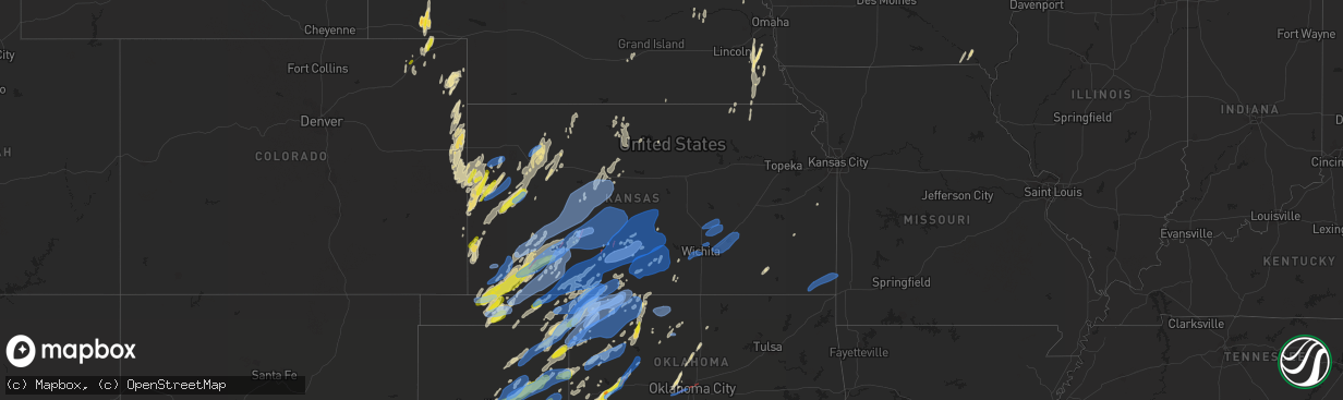 Hail map in Kansas on October 12, 2021