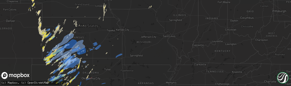 Hail map in Missouri on October 12, 2021