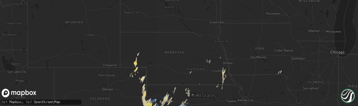 Hail map in Nebraska on October 12, 2021