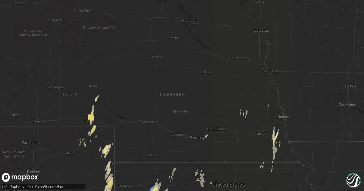 Hail map in Nebraska on October 12, 2021