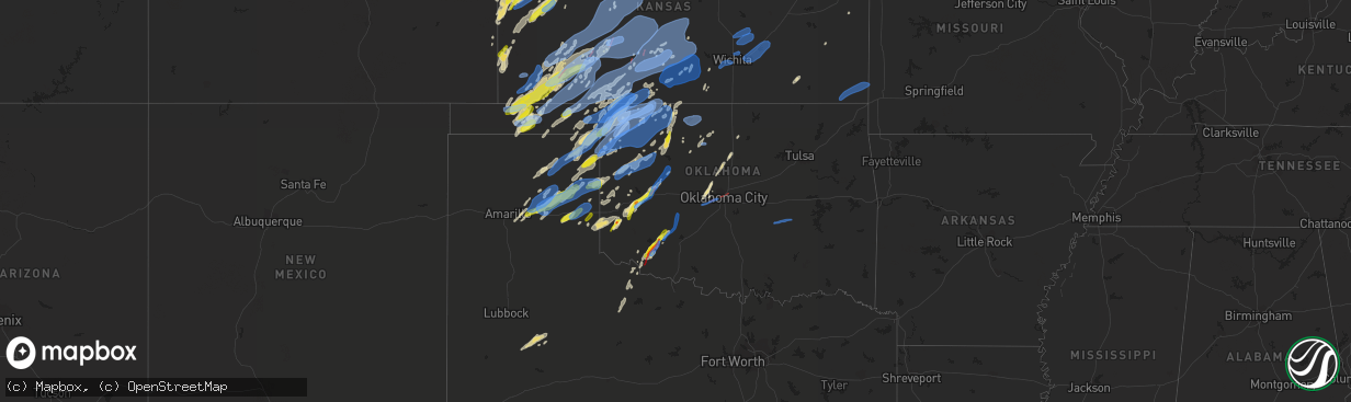 Hail map in Oklahoma on October 12, 2021