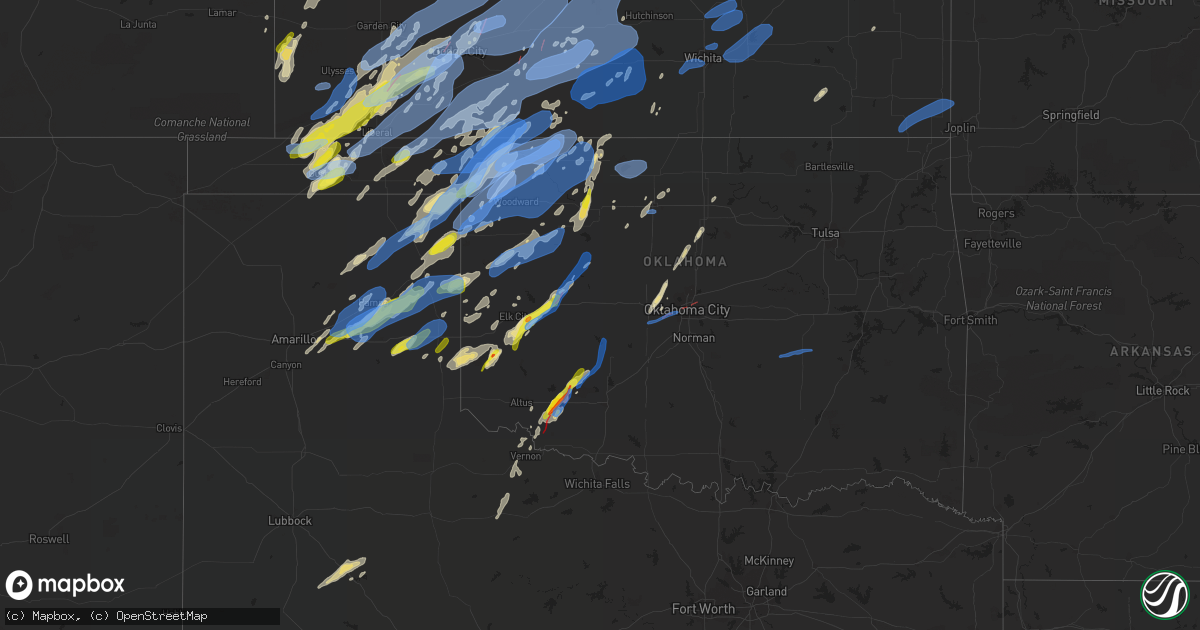 Hail map in Oklahoma on October 12, 2021