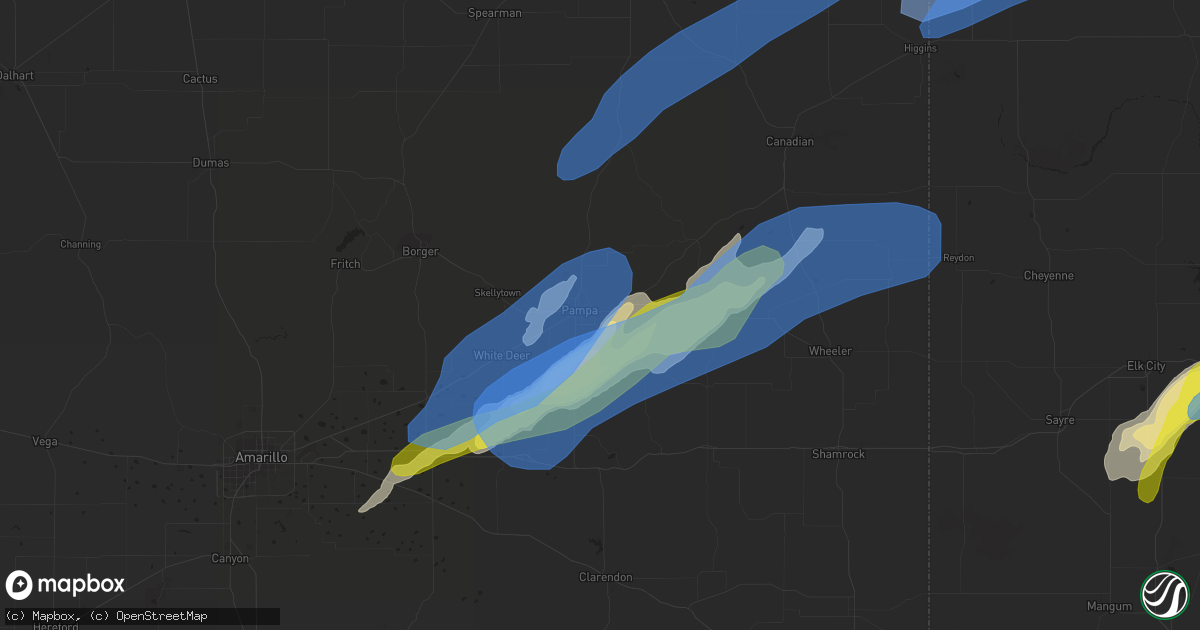 Hail map in Pampa, TX on October 12, 2021