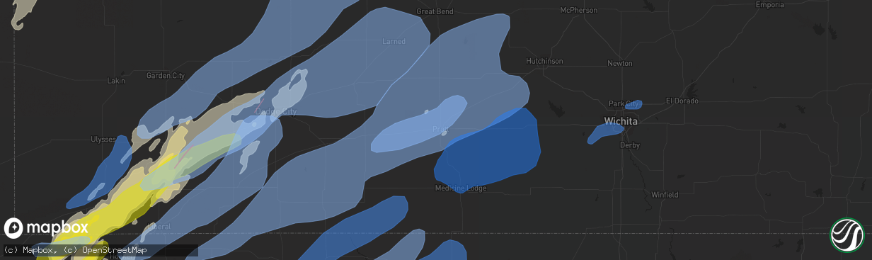 Hail map in Pratt, KS on October 12, 2021