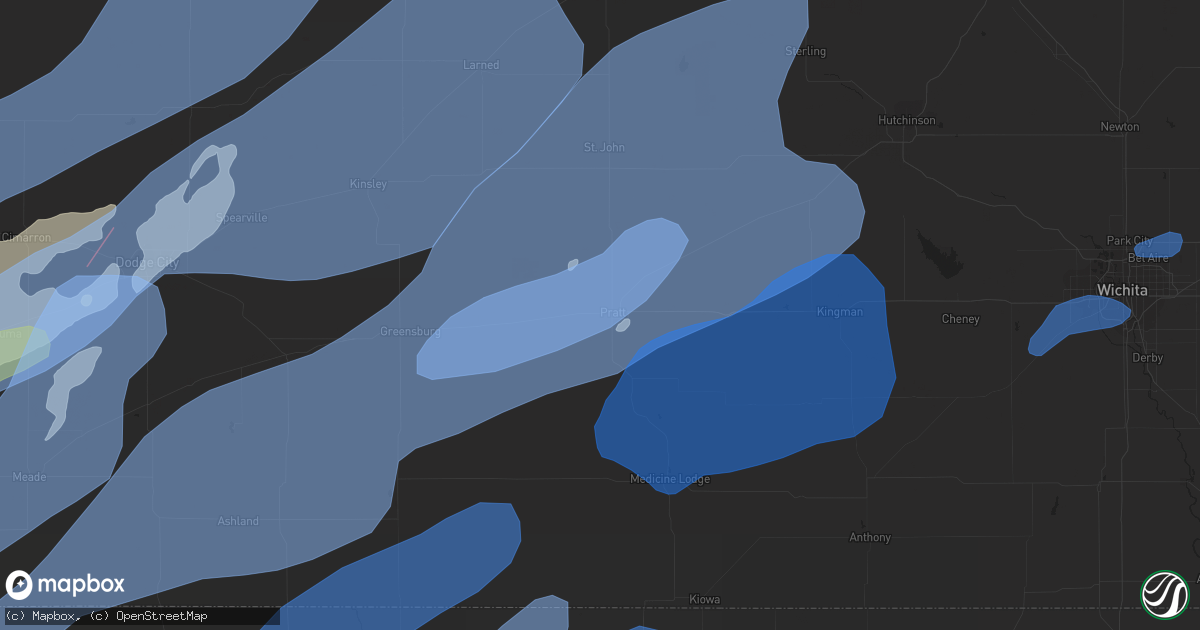 Hail map in Pratt, KS on October 12, 2021