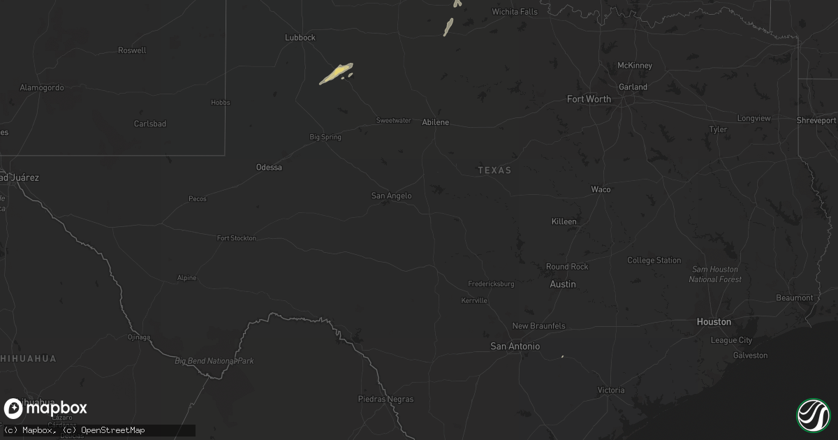 Hail map in Texas on October 12, 2021