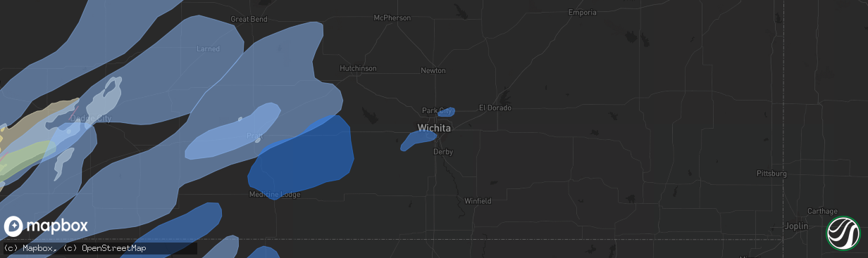 Hail map in Wichita, KS on October 12, 2021