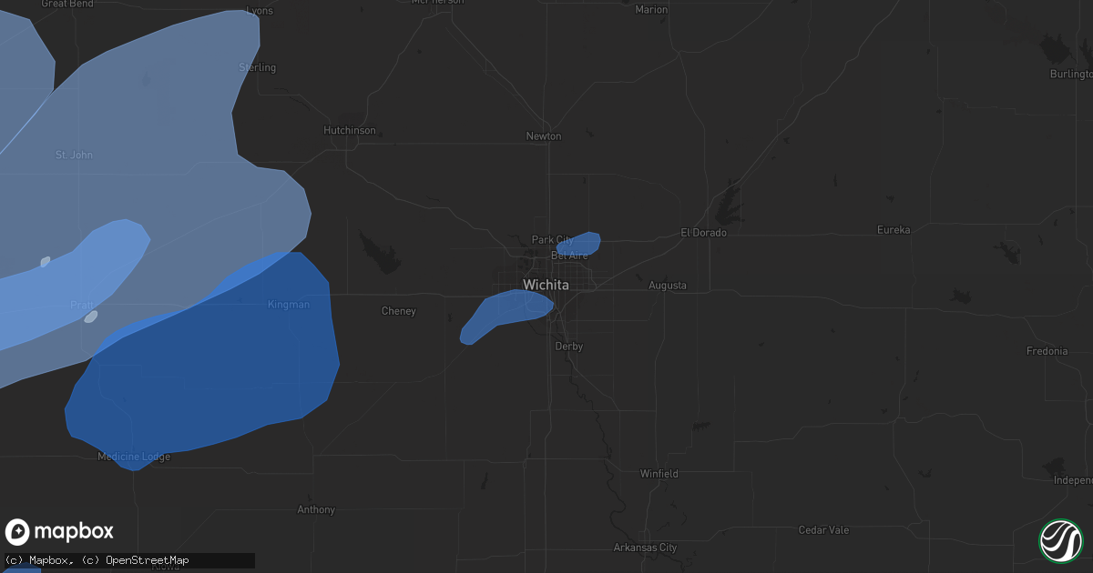 Hail map in Wichita, KS on October 12, 2021