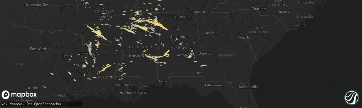 Hail map in Alabama on October 12, 2022