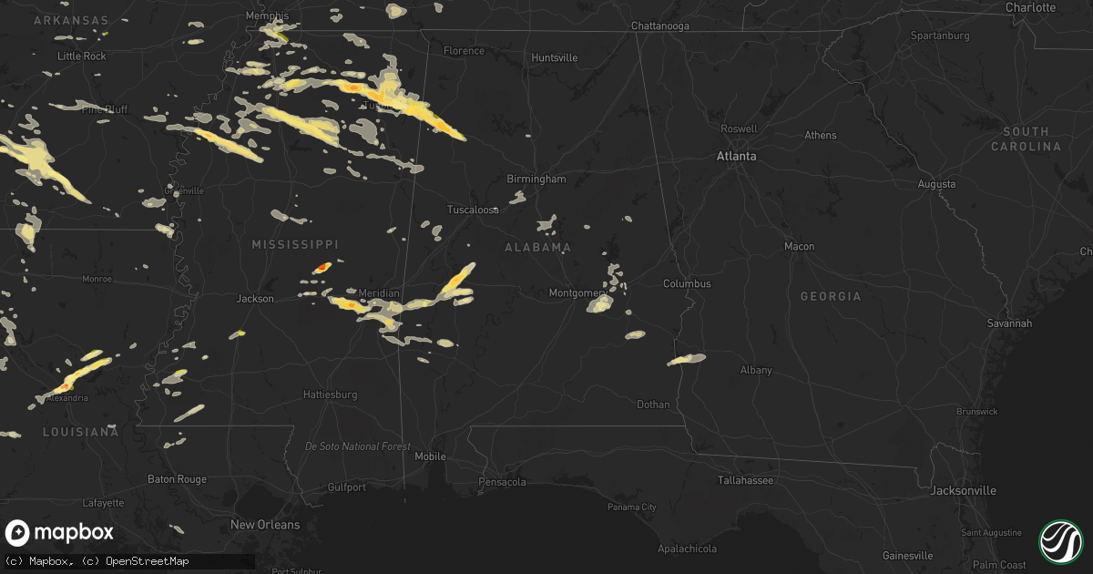 Hail map in Alabama on October 12, 2022