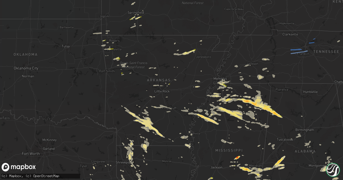 Hail map in Arkansas on October 12, 2022