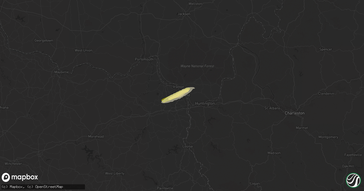 Hail map in Ashland, KY on October 12, 2022