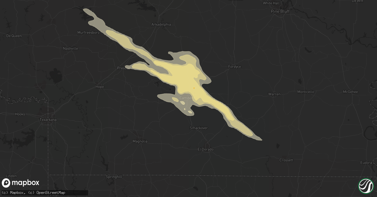 Hail map in Camden, AR on October 12, 2022