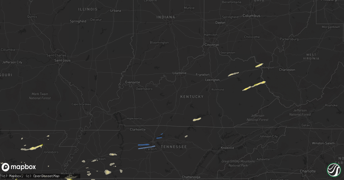 Hail map in Kentucky on October 12, 2022