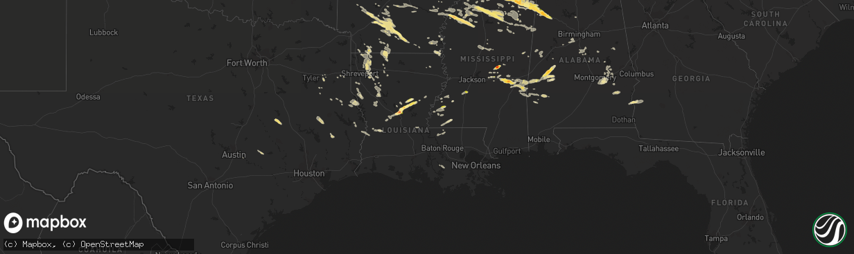 Hail map in Louisiana on October 12, 2022