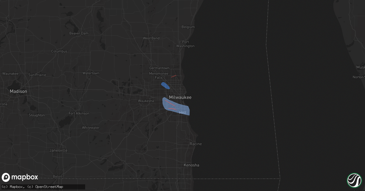 Hail map in Milwaukee, WI on October 12, 2022