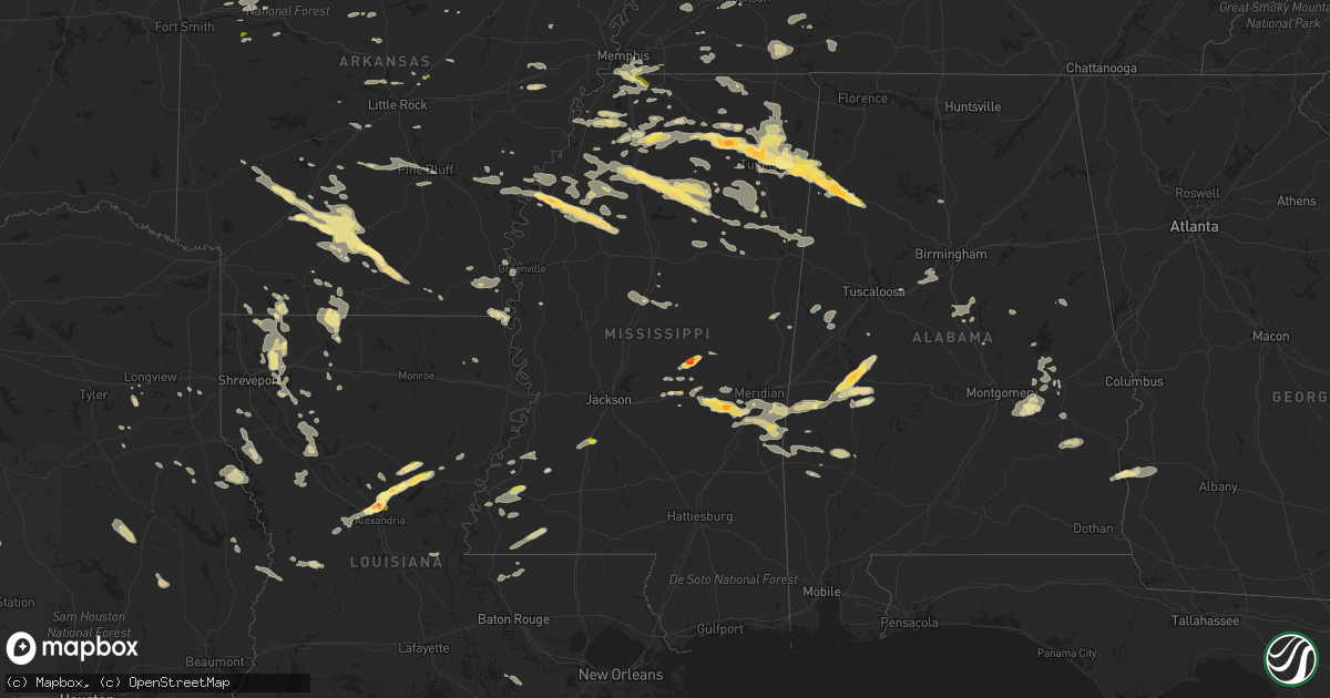 Hail map in Mississippi on October 12, 2022
