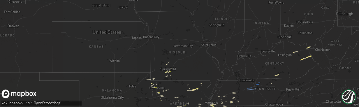 Hail map in Missouri on October 12, 2022
