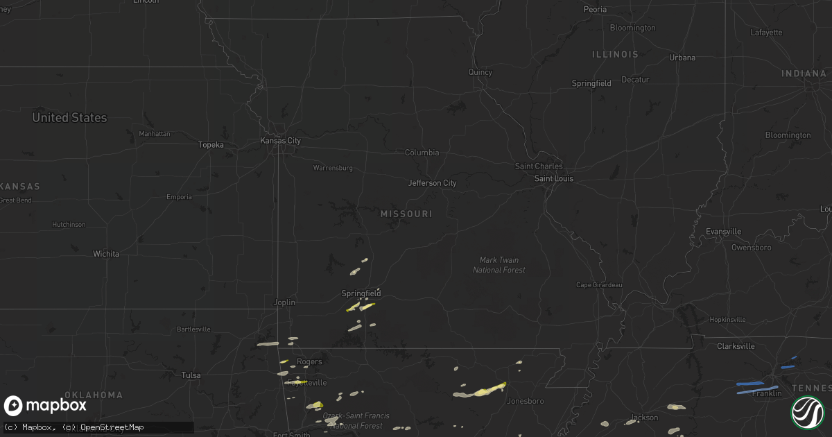 Hail map in Missouri on October 12, 2022