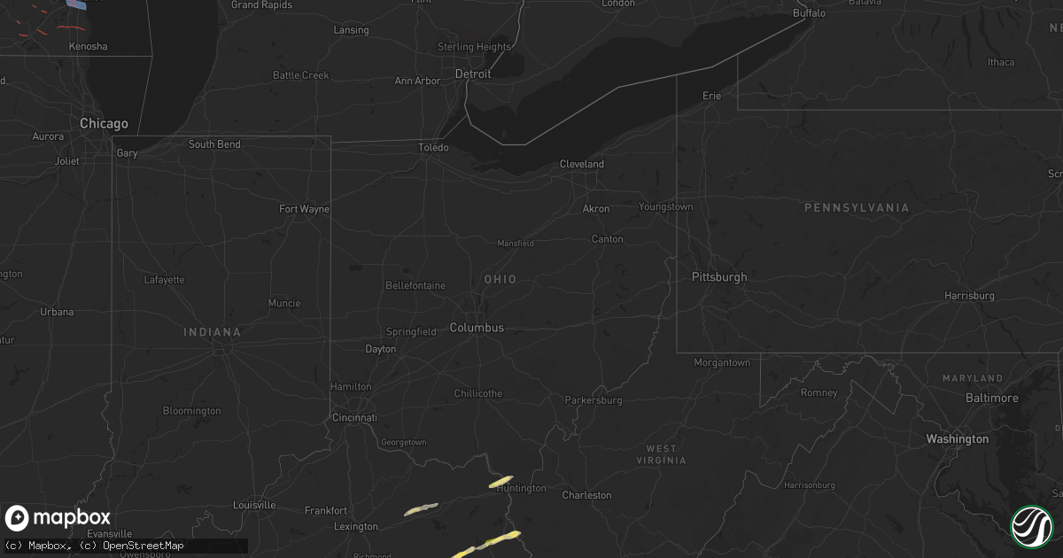 Hail map in Ohio on October 12, 2022