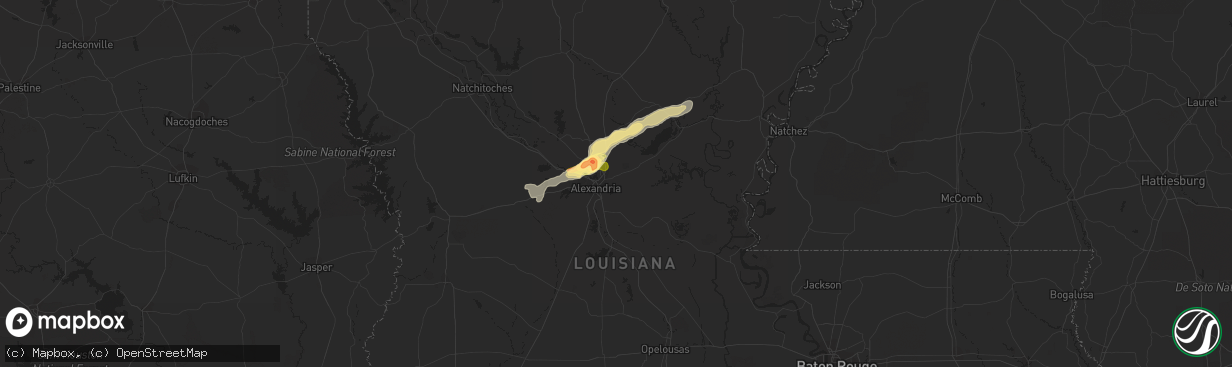 Hail map in Pineville, LA on October 12, 2022