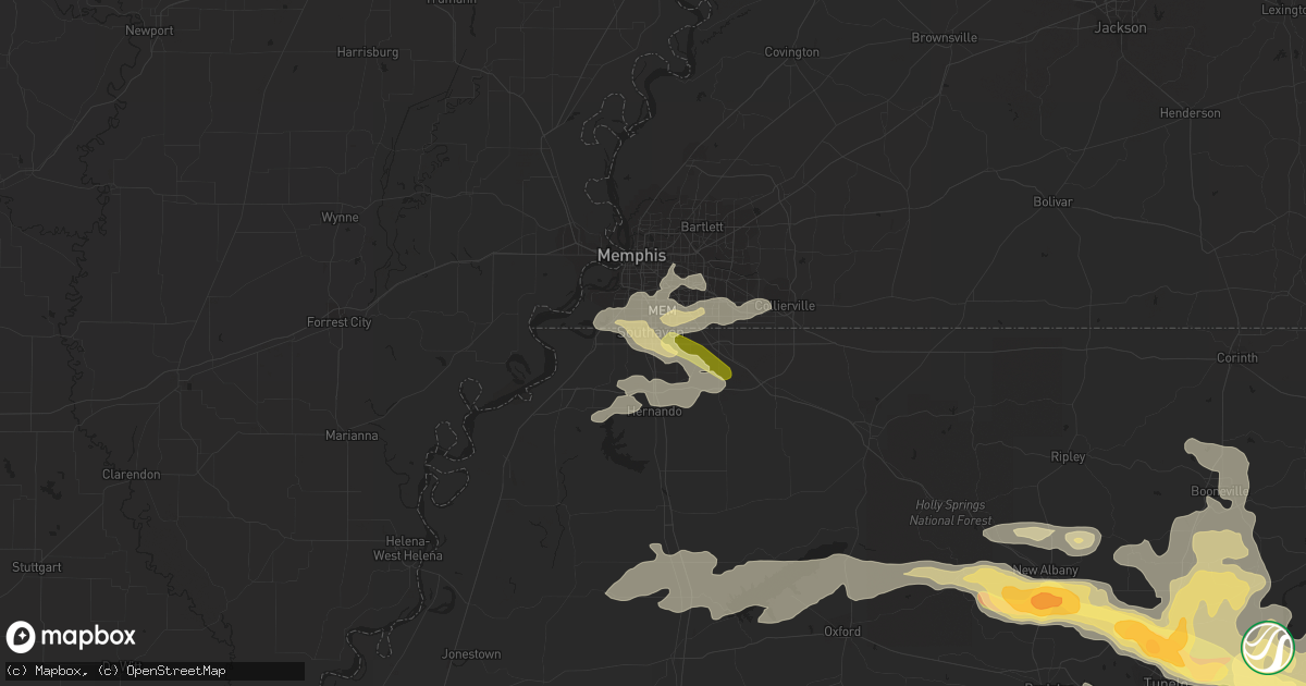 Hail map in Southaven, MS on October 12, 2022