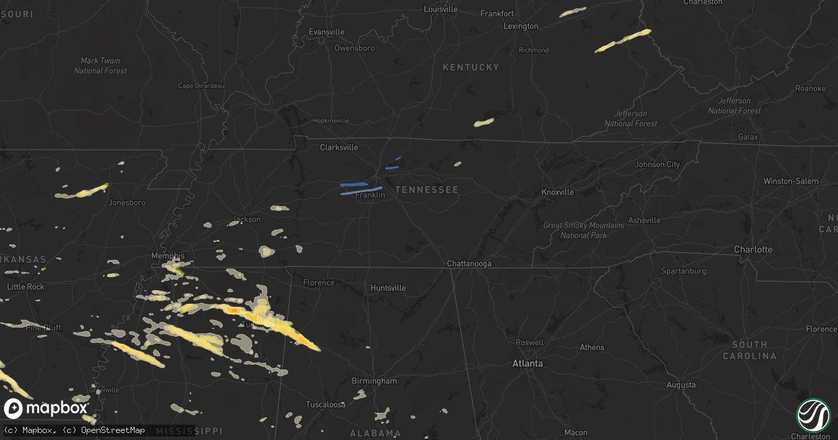 Hail map in Tennessee on October 12, 2022