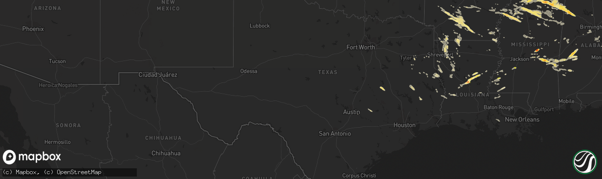 Hail map in Texas on October 12, 2022