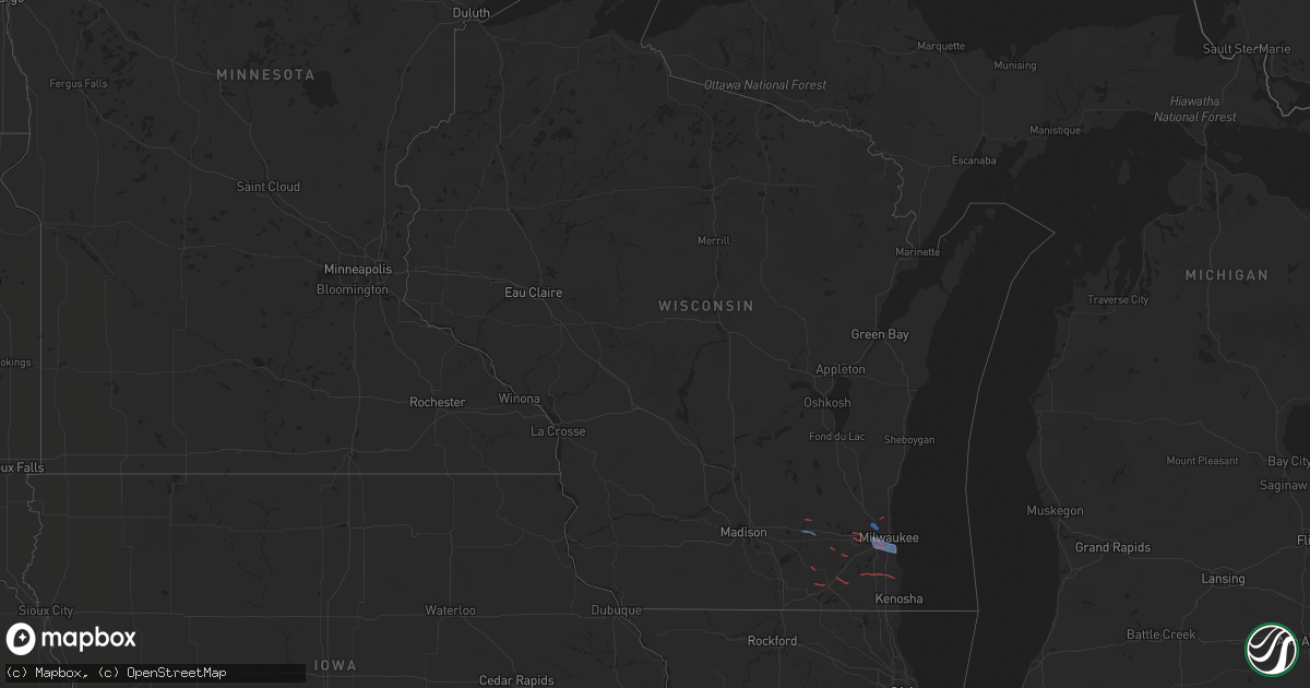 Hail map in Wisconsin on October 12, 2022