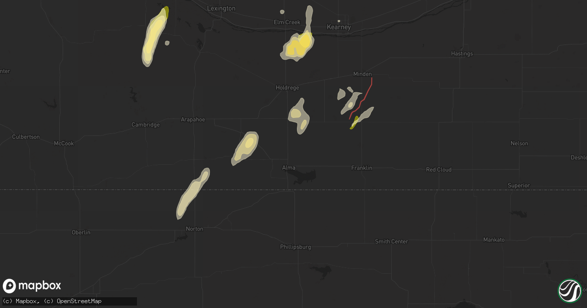 Hail map in Alma, NE on October 12, 2023