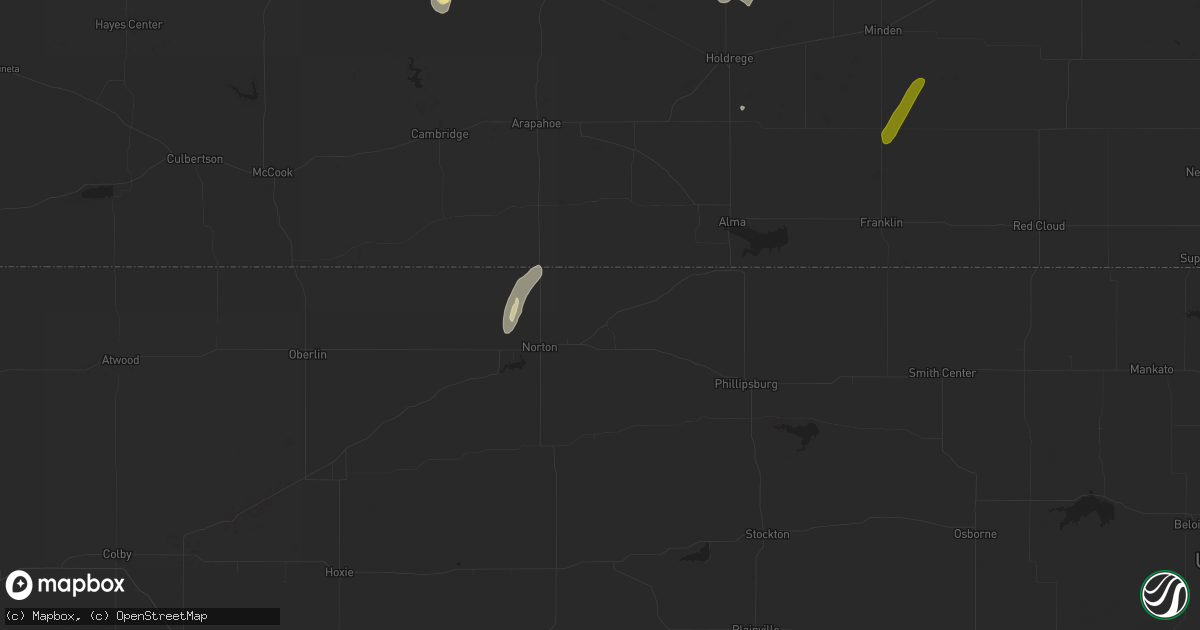 Hail map in Almena, KS on October 12, 2023