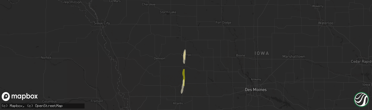 Hail map in Carroll, IA on October 12, 2023