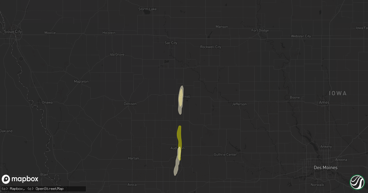 Hail map in Carroll, IA on October 12, 2023