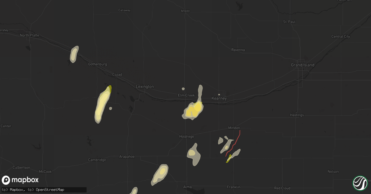 Hail map in Elm Creek, NE on October 12, 2023