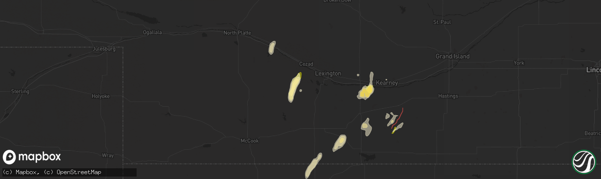 Hail map in Eustis, NE on October 12, 2023