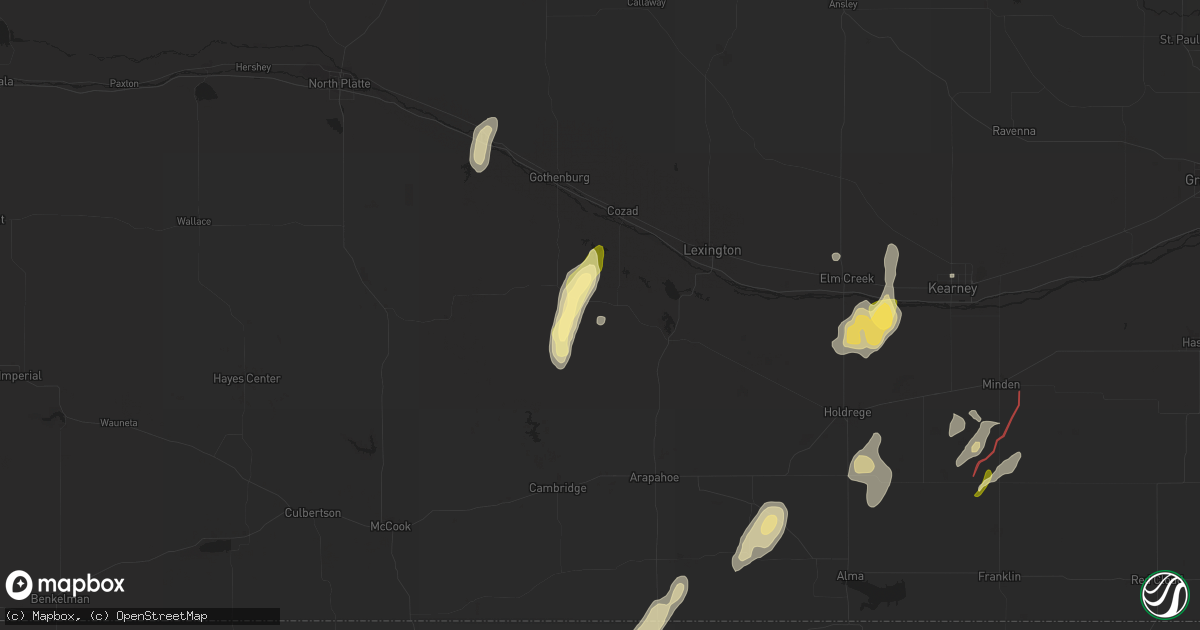 Hail map in Eustis, NE on October 12, 2023