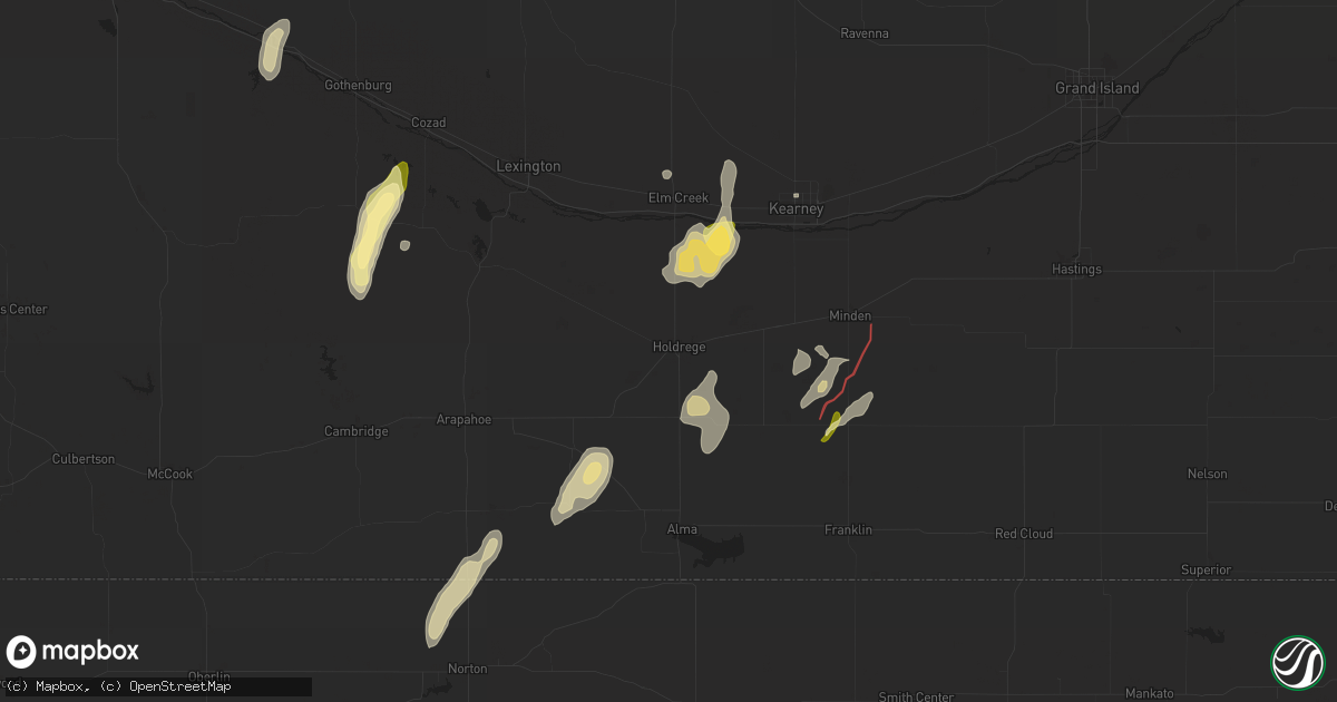 Hail map in Holdrege, NE on October 12, 2023
