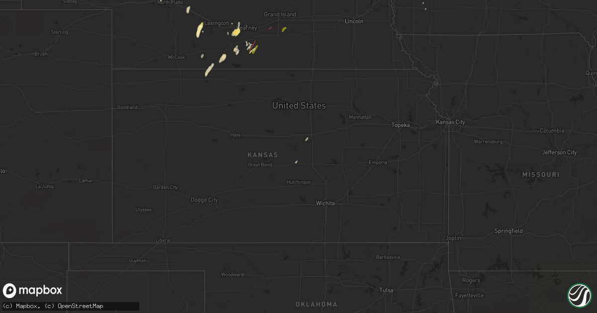Hail map in Kansas on October 12, 2023